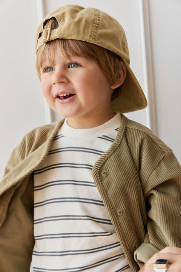 Pima Cotton Arnold Long Sleeve Top - Dual Stripe Atlantic/Cloud