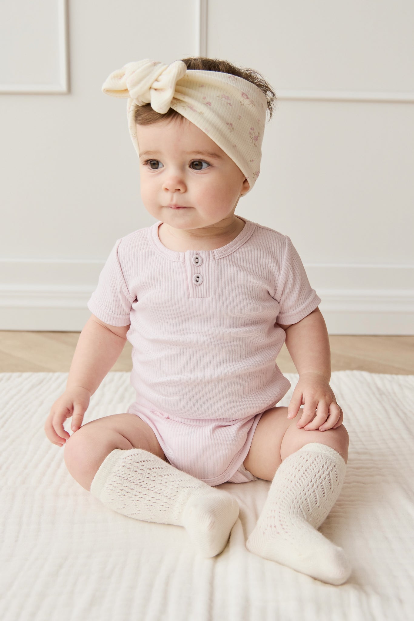 Organic Cotton Modal Darcy Rib Tee Bodysuit - Cassia
