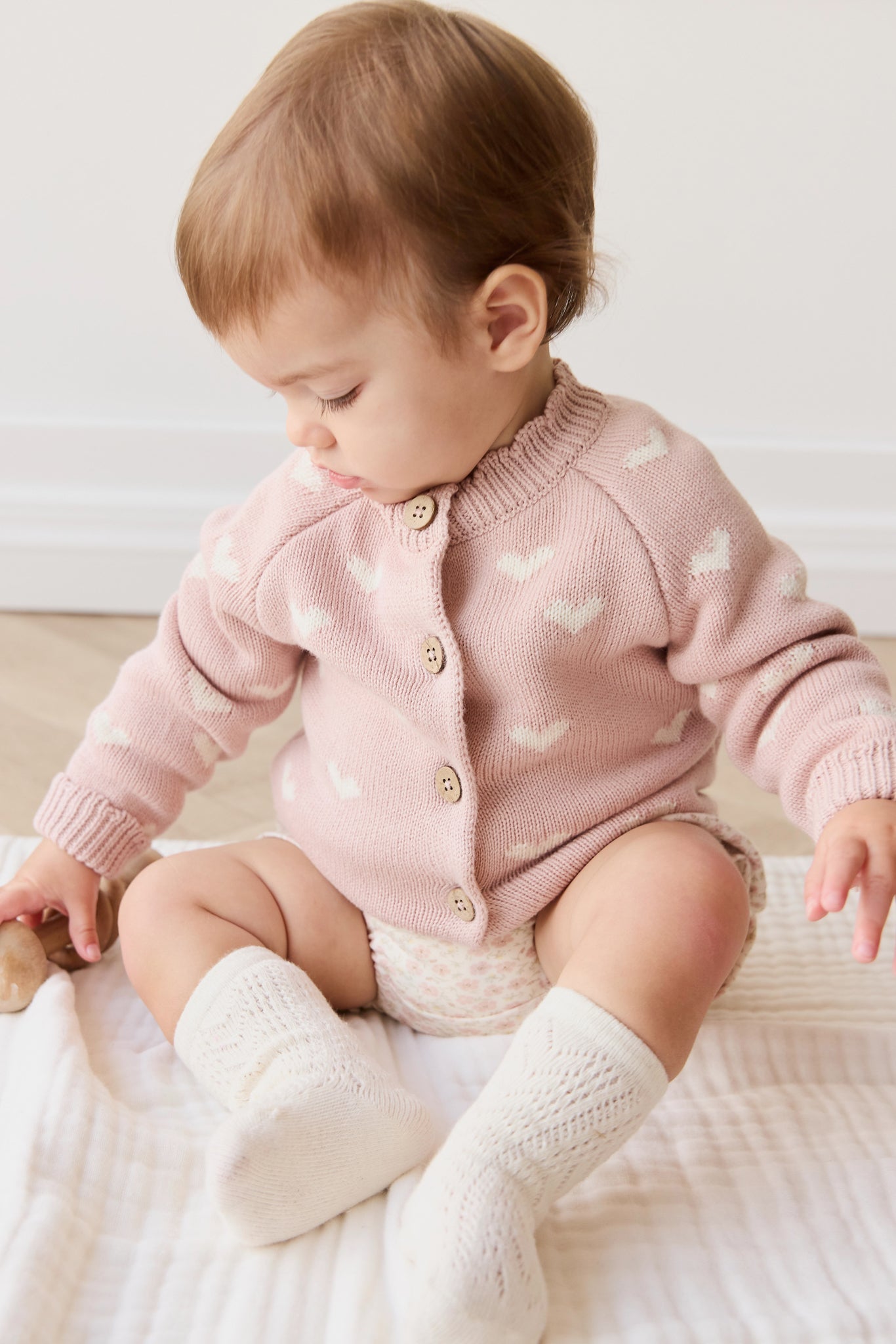 Anna Cardigan - Petite Heart Rose Smoke