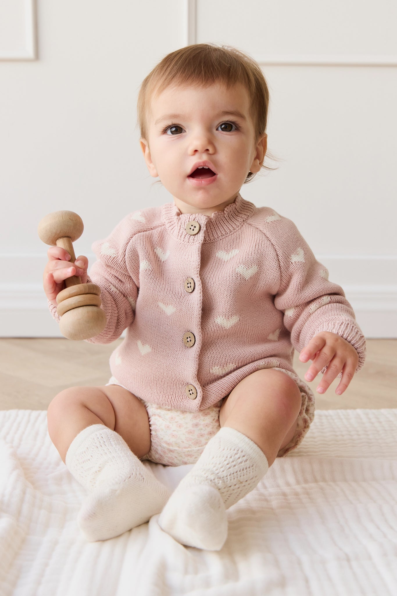 Anna Cardigan - Petite Heart Rose Smoke