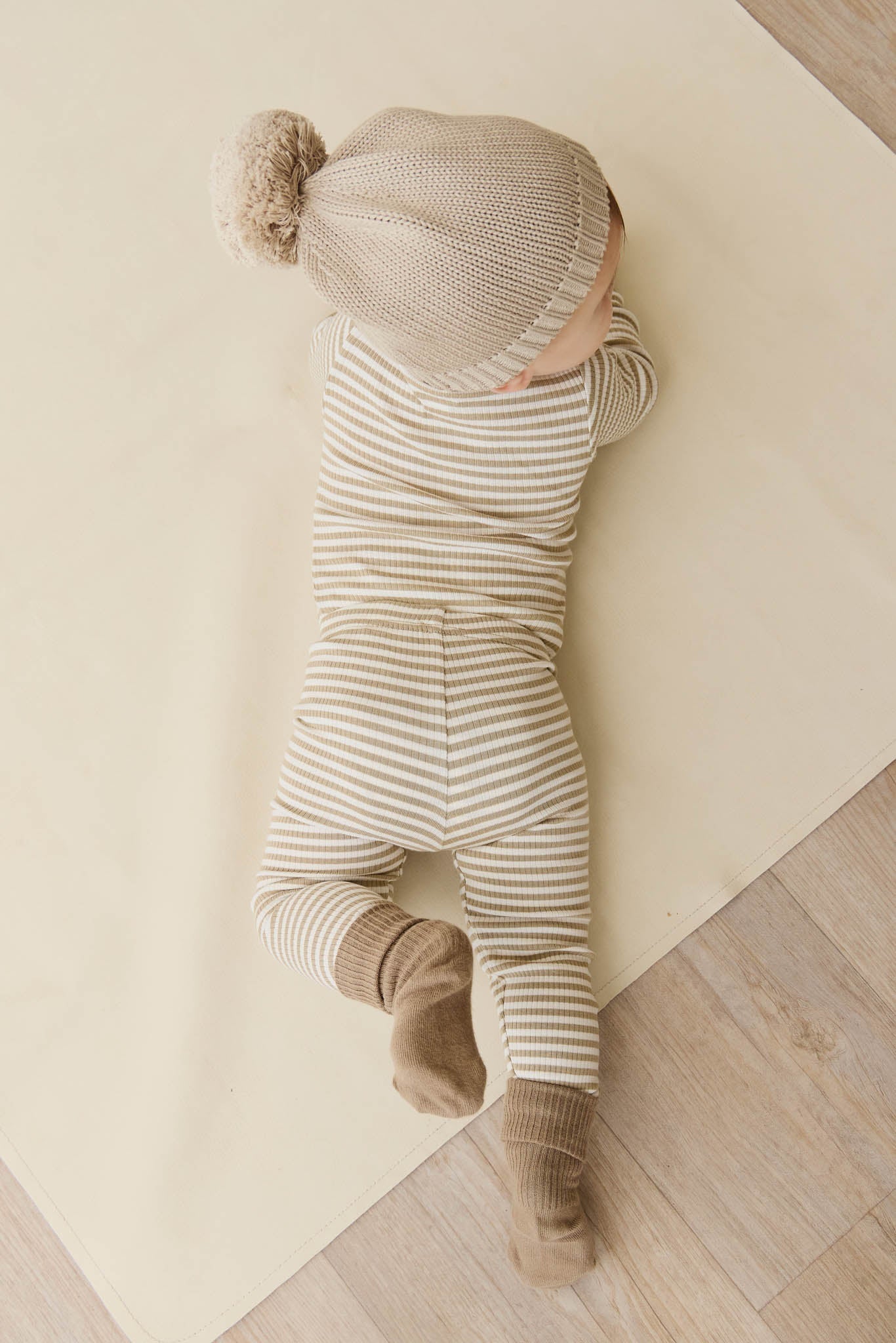 Organic Cotton Modal Legging - Narrow Stripe Balm/Cloud