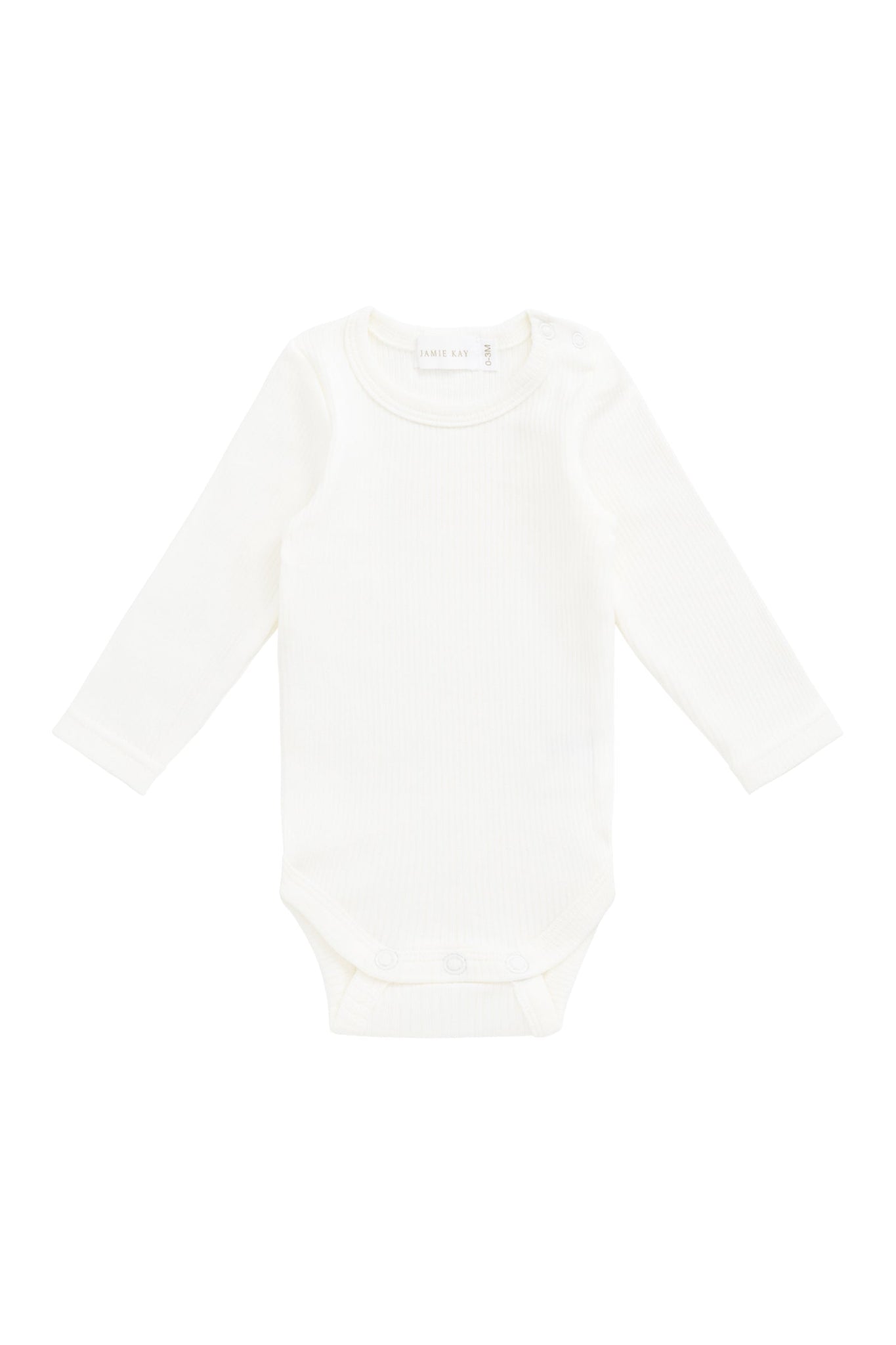 Organic Cotton Fine Rib Long Sleeve Bodysuit - Parchment