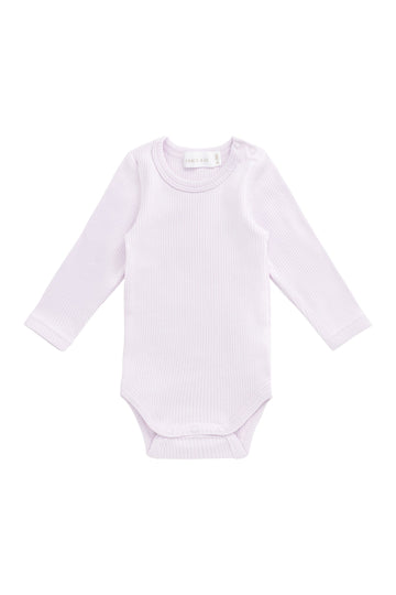 Organic Cotton Fine Rib Long Sleeve Bodysuit - Popsicle