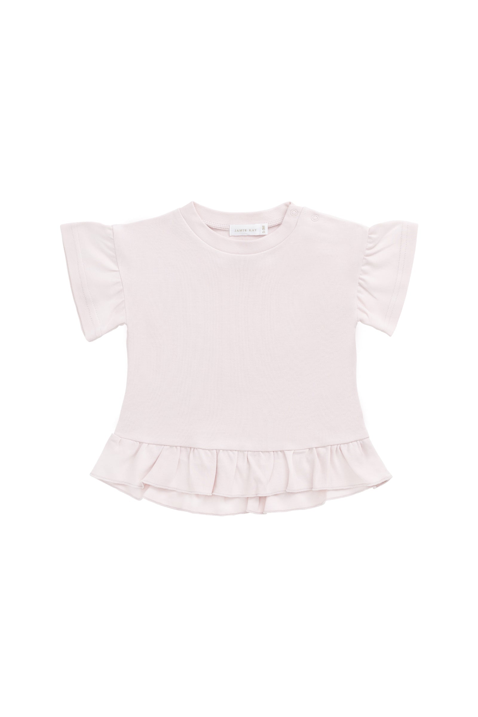 Pima Cotton Courtney Ruffle Top - Soft Misty Rose