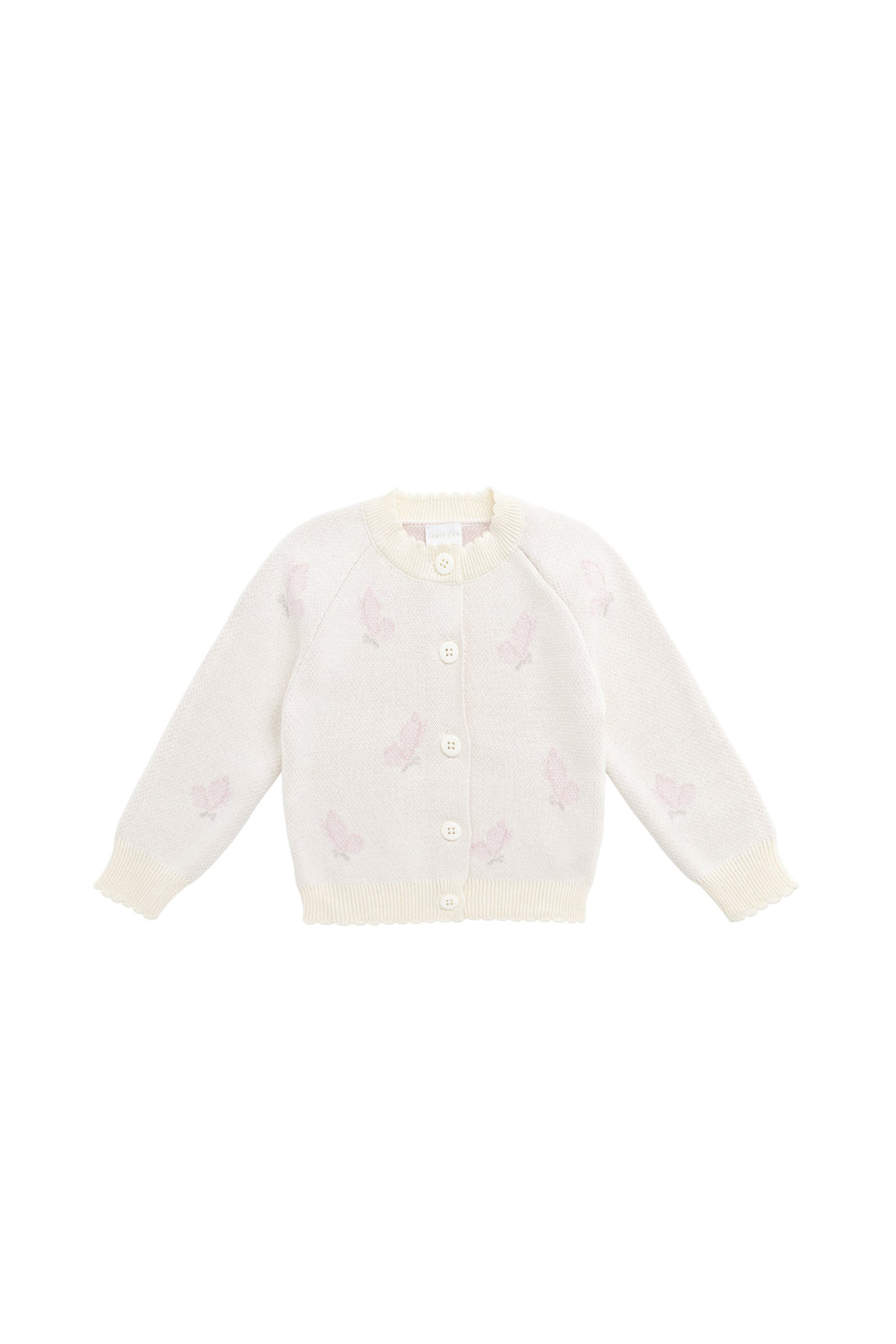 Cassie Jacquard Cardigan - Egret
