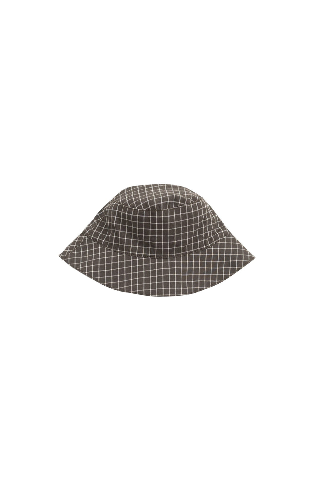 Organic Cotton Bucket Hat - Coffee Grid