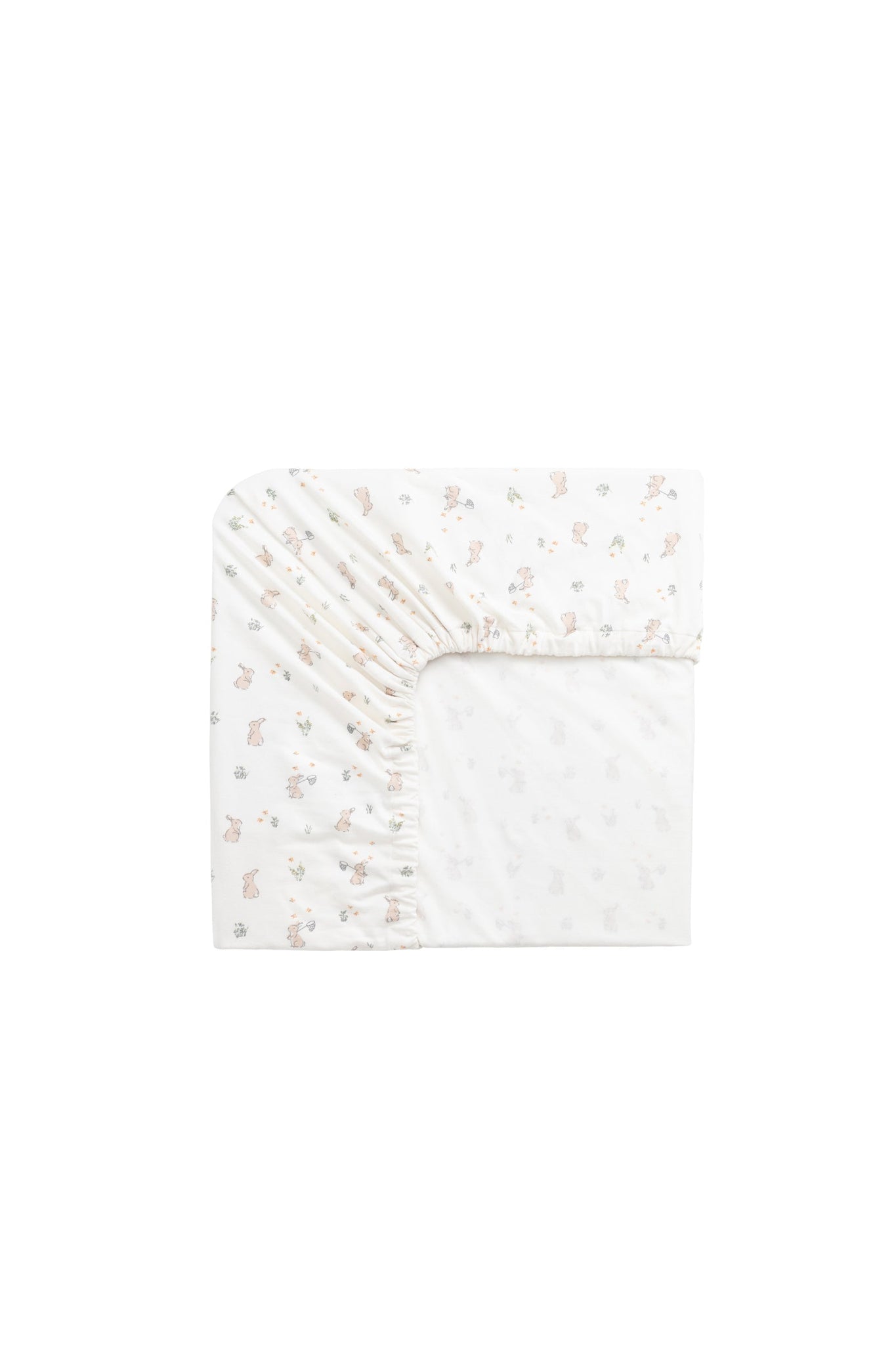 Organic Cotton Cot Sheet - Lapin Jardin Crisp