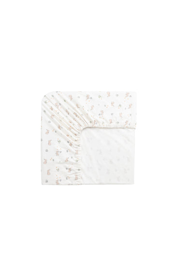 Organic Cotton Cot Sheet - Lapin Jardin Crisp