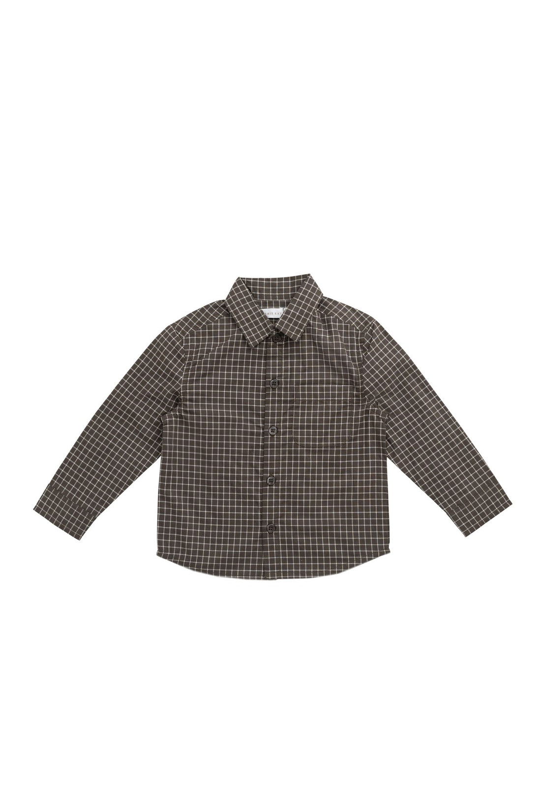 Organic Cotton Isaiah Shirt - Coffee Grid