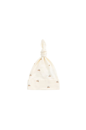 Organic Cotton Knot Beanie - Forest Night Acorns