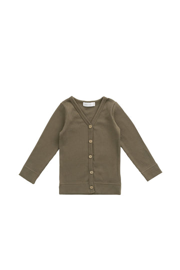 Organic Cotton Modal Cardigan - Fir Bark
