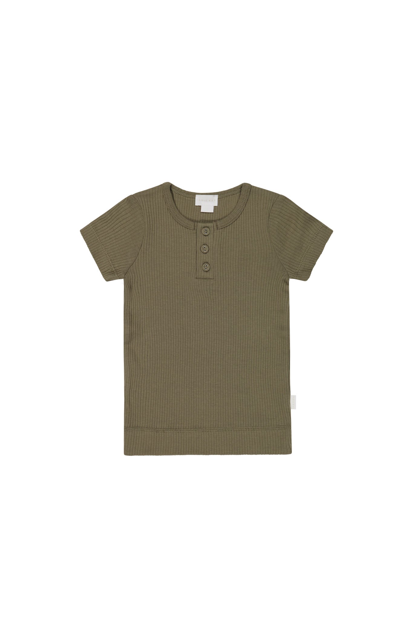 Organic Cotton Modal Henley Tee - Fir Bark