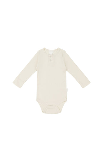 Organic Cotton Modal Long Sleeve Bodysuit - Parchment
