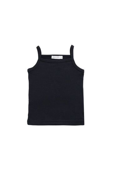 Organic Cotton Modal Marina Singlet - Ebony
