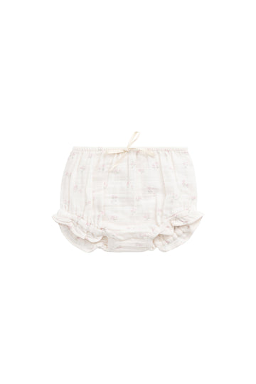 Organic Cotton Muslin Frill Bloomer - Pauline Pink