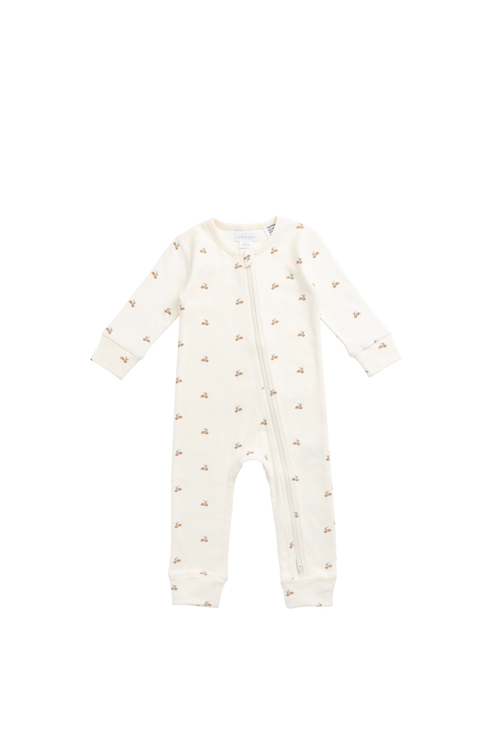 Organic Cotton Reese Zip Onepiece - Forest Night Acorns