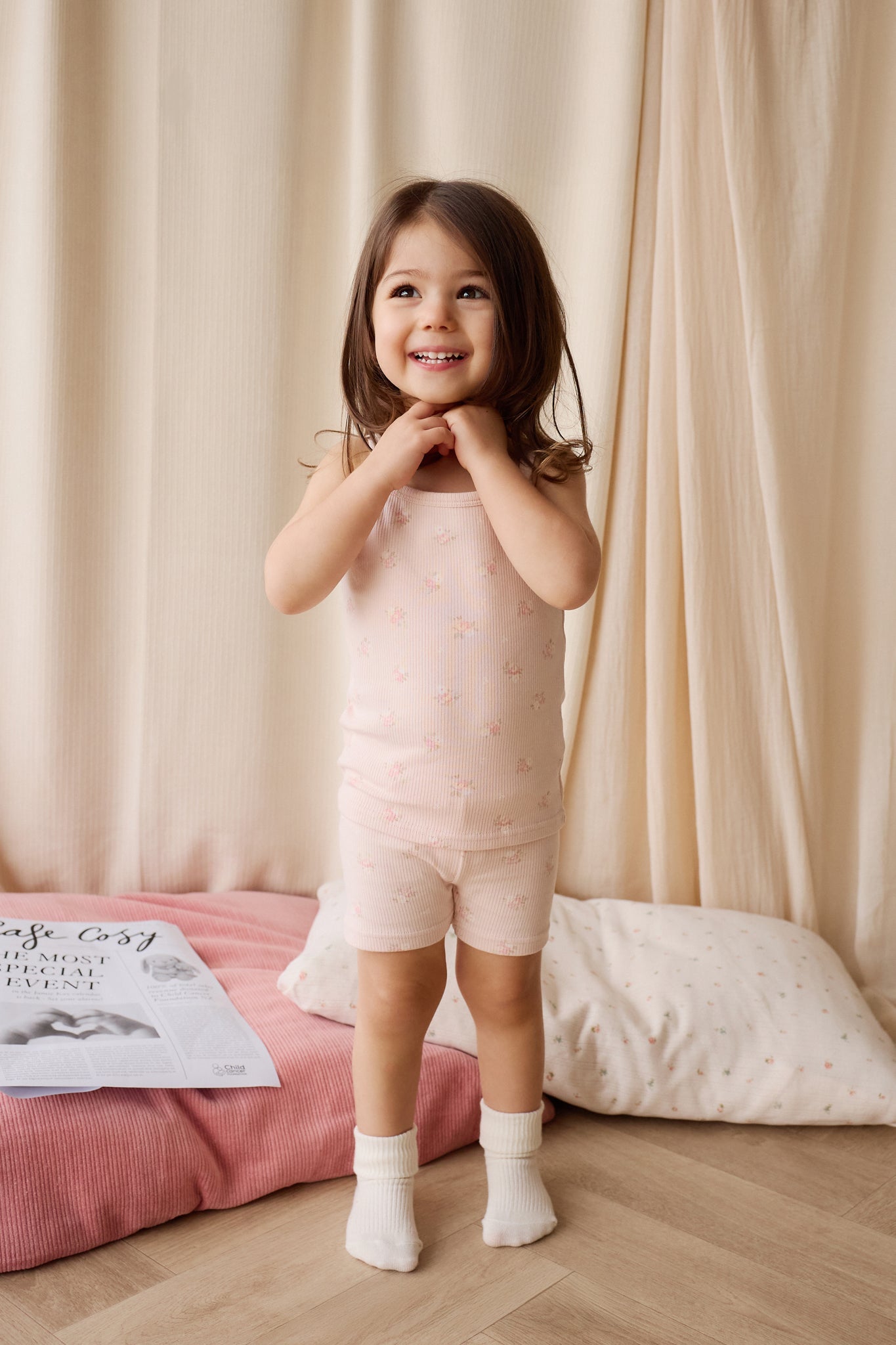 Organic Cotton Fine Rib Ari Singlet Pyjama Set - Simone Morganite