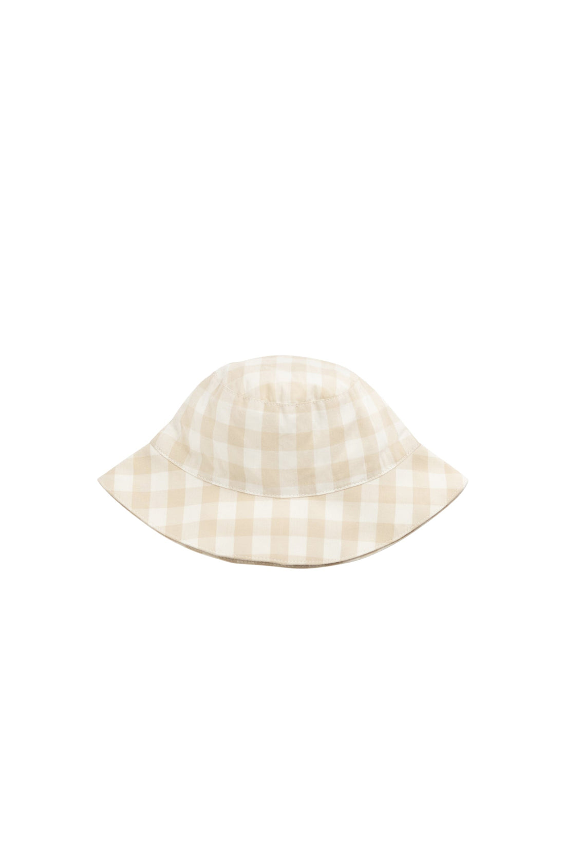 Organic Cotton Bucket Hat - Gingham Pale Khaki