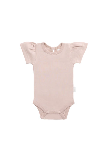 Organic Cotton Cap Sleeve Bodysuit - Shell Pink