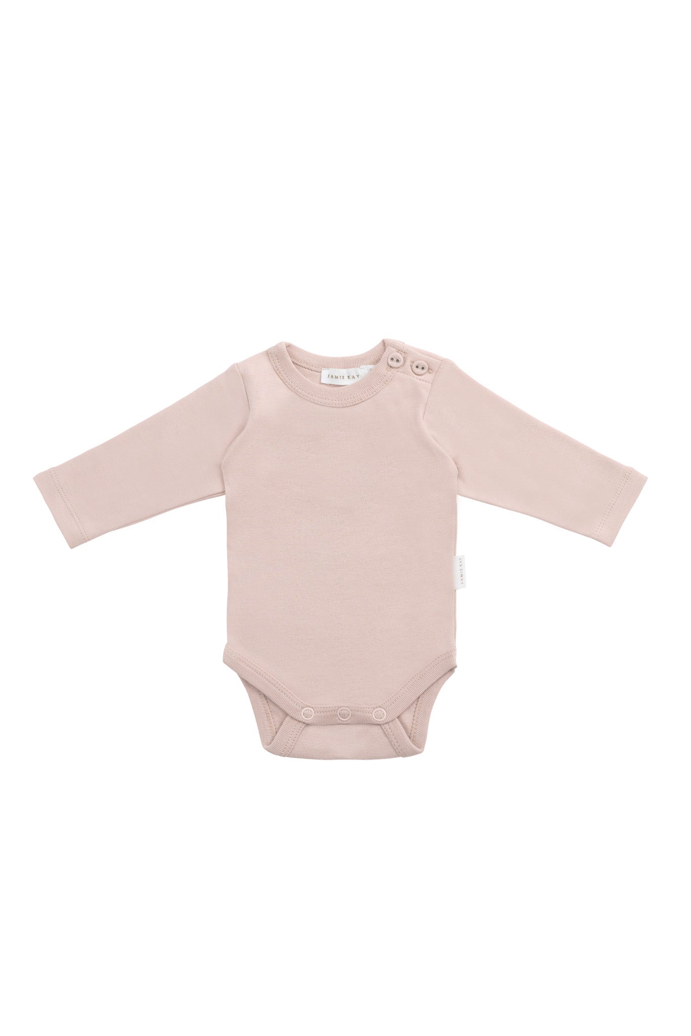Organic Cotton Elora Long Sleeve Bodysuit - Shell Pink