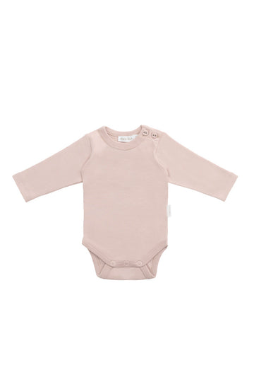 Organic Cotton Elora Long Sleeve Bodysuit - Shell Pink