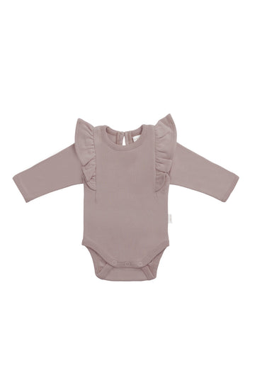 Organic Cotton Fleur Long Sleeve Bodysuit - Softest Mauve
