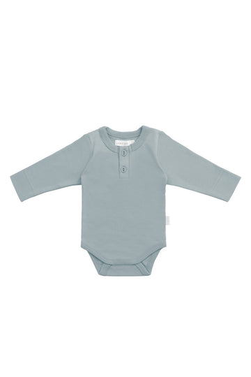 Organic Cotton Long Sleeve Bodysuit - Pond