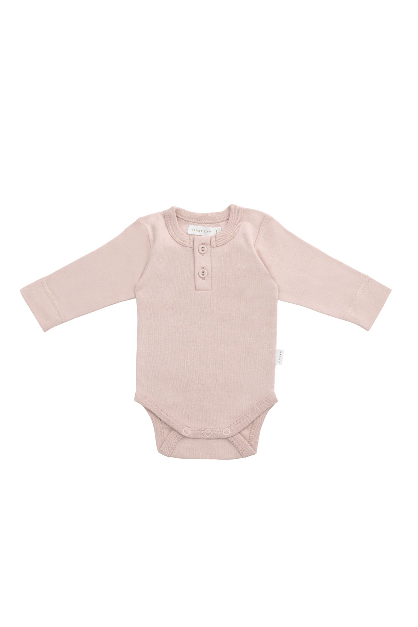 Organic Cotton Long Sleeve Bodysuit - Shell Pink