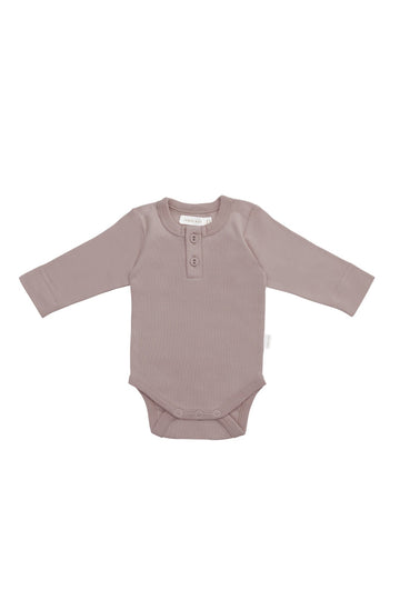 Organic Cotton Long Sleeve Bodysuit - Softest Mauve