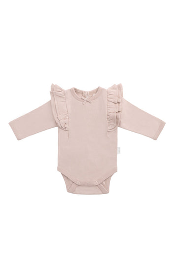 Organic Cotton Maddie Long Sleeve Bodysuit - Shell Pink