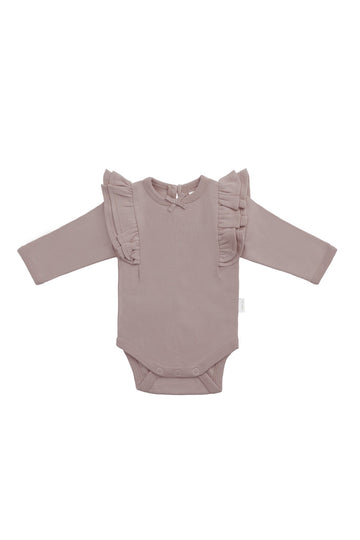 Organic Cotton Maddie Long Sleeve Bodysuit - Softest Mauve