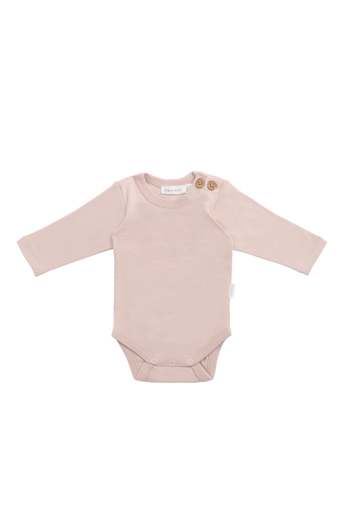 Organic Cotton Marlo Long Sleeve Bodysuit - Shell Pink