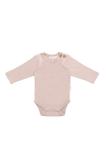 Organic Cotton Marlo Long Sleeve Bodysuit - Shell Pink