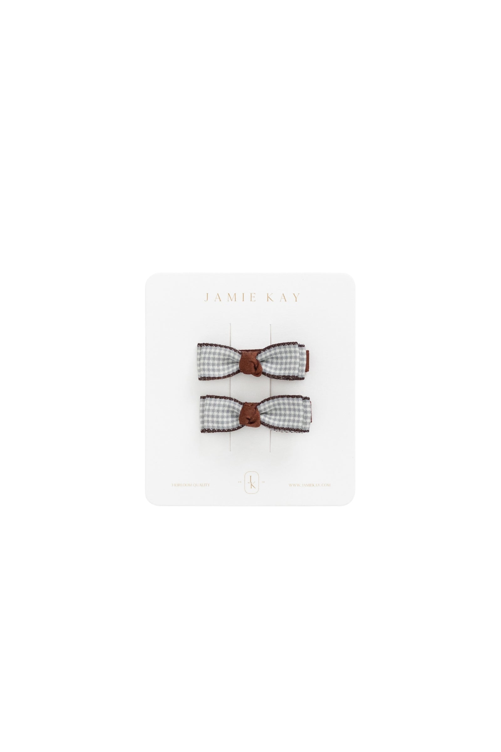 Celine Hair Clip Set - Silver Blue Gingham
