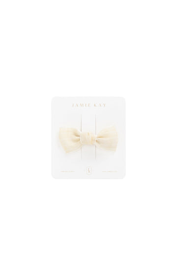Chloe Gingham Bow - Winter White