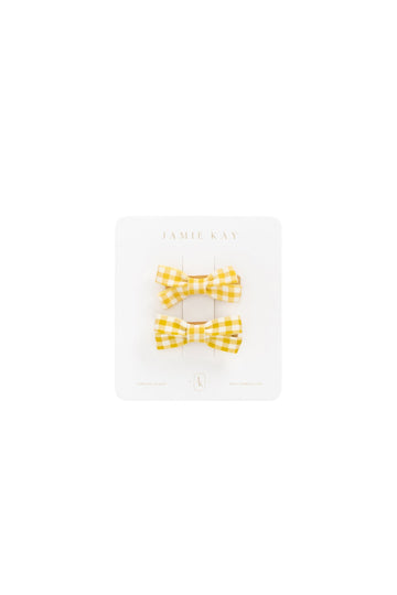 Gracie Gingham Hair Clip Set - Sunshine Yellow