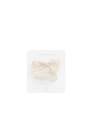 Lucie Hair Clip Set - White Swan