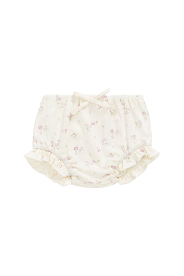 Organic Cotton Fine Rib Frill Bloomer - Caroline Egret