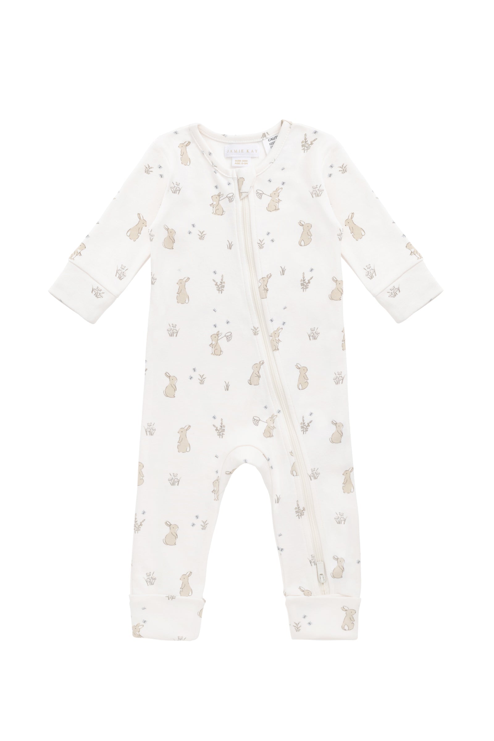 Organic Cotton Reese Zip Onepiece - Lapin Jardin