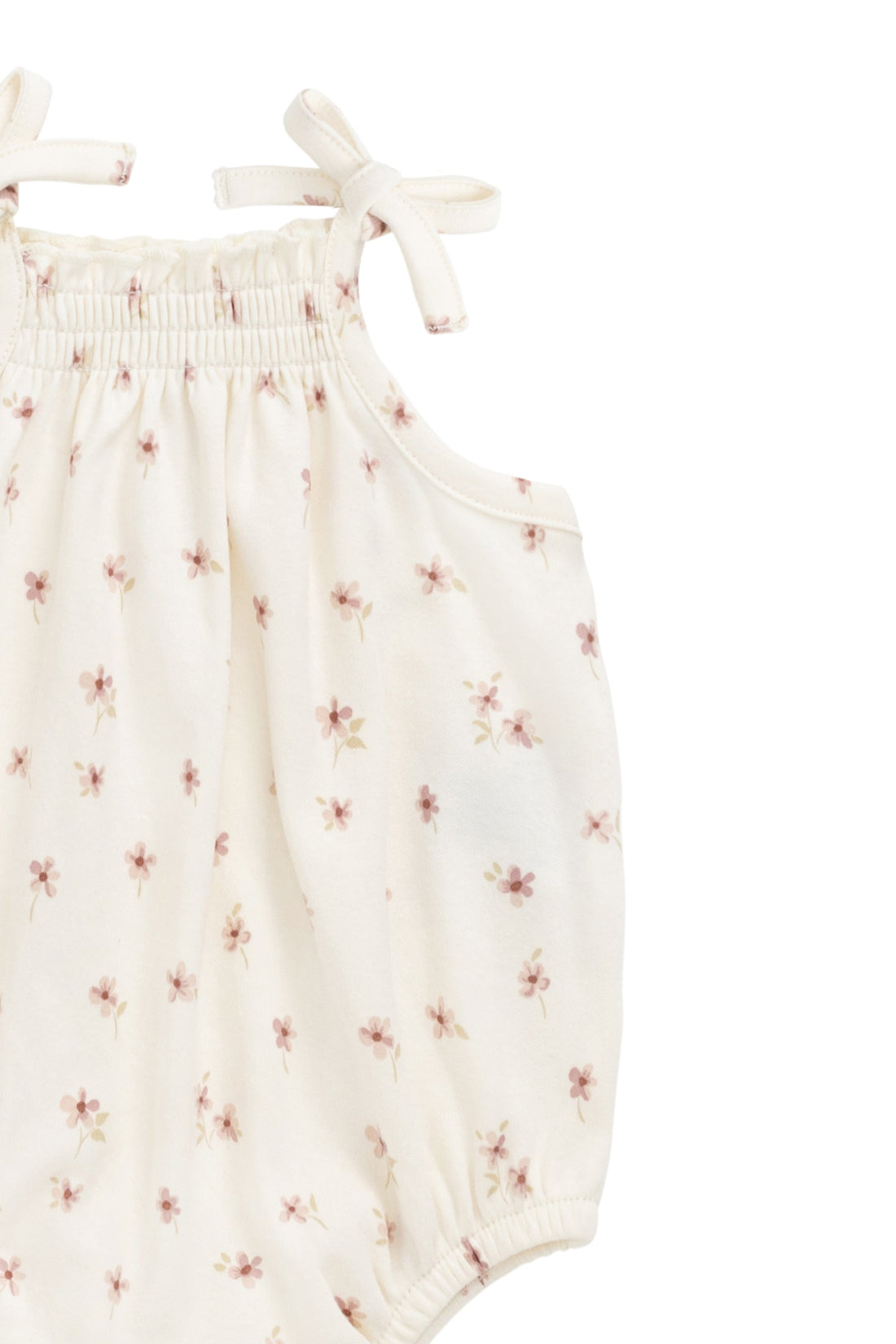 Organic Cotton Cassie Playsuit - Simple Flowers Egret
