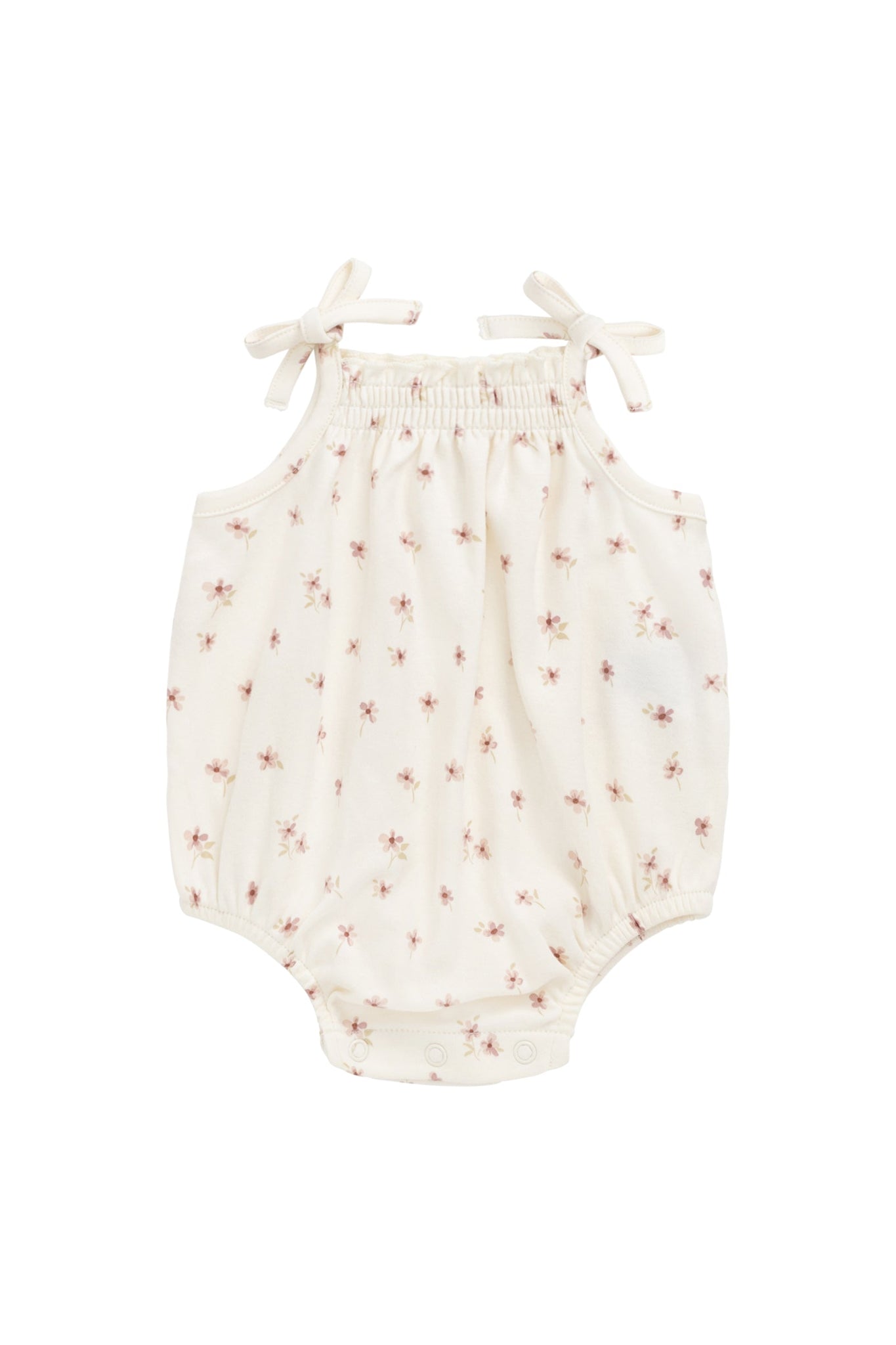 Organic Cotton Cassie Playsuit - Simple Flowers Egret