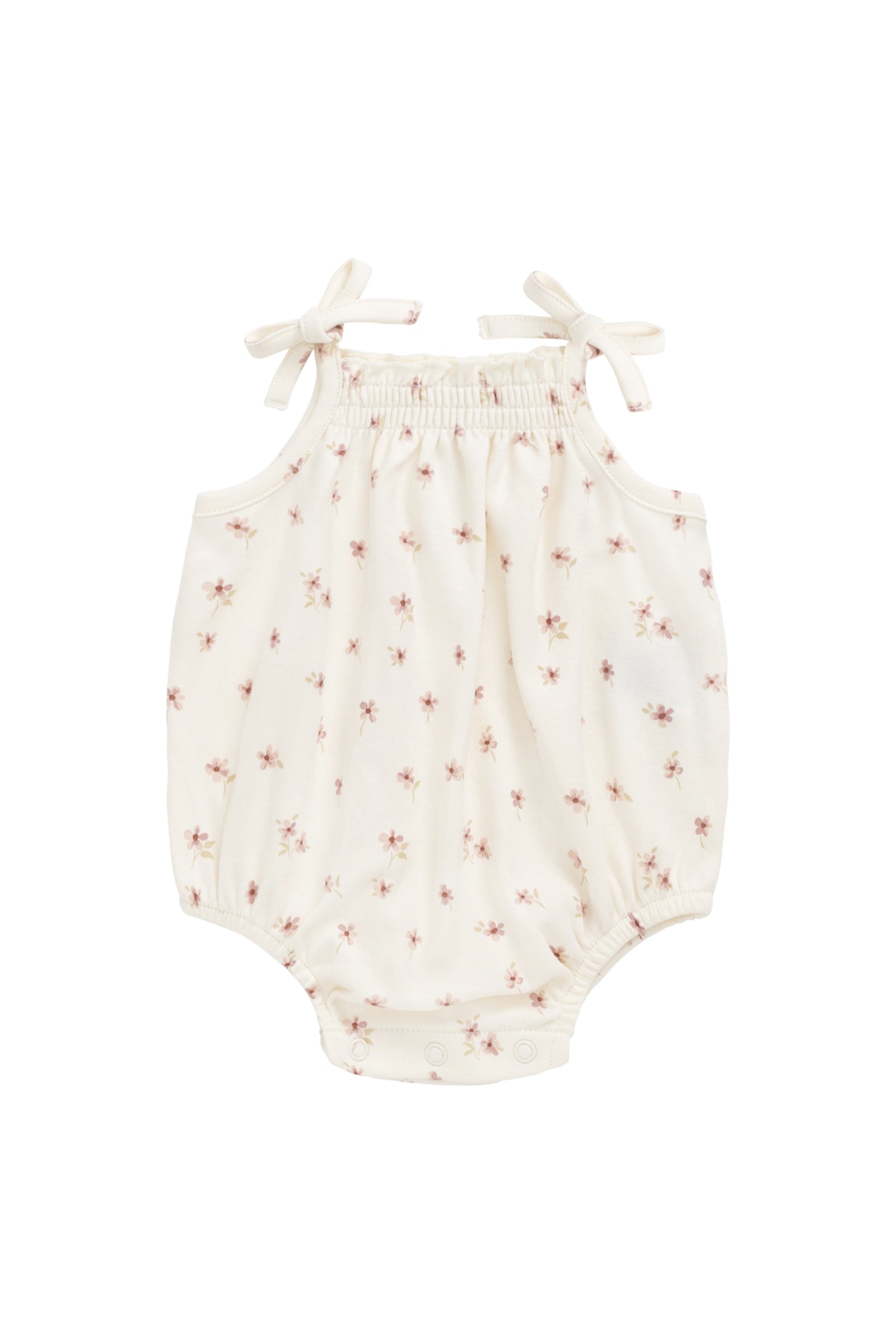 Organic Cotton Cassie Playsuit - Simple Flowers Egret