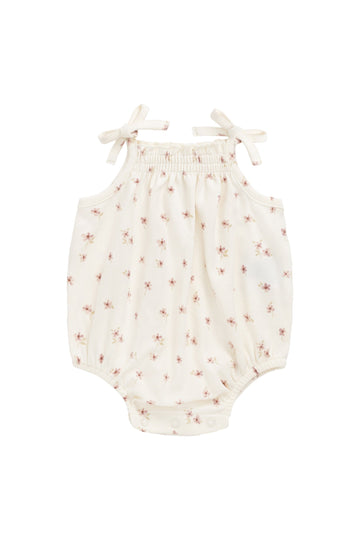Organic Cotton Cassie Playsuit - Simple Flowers Egret