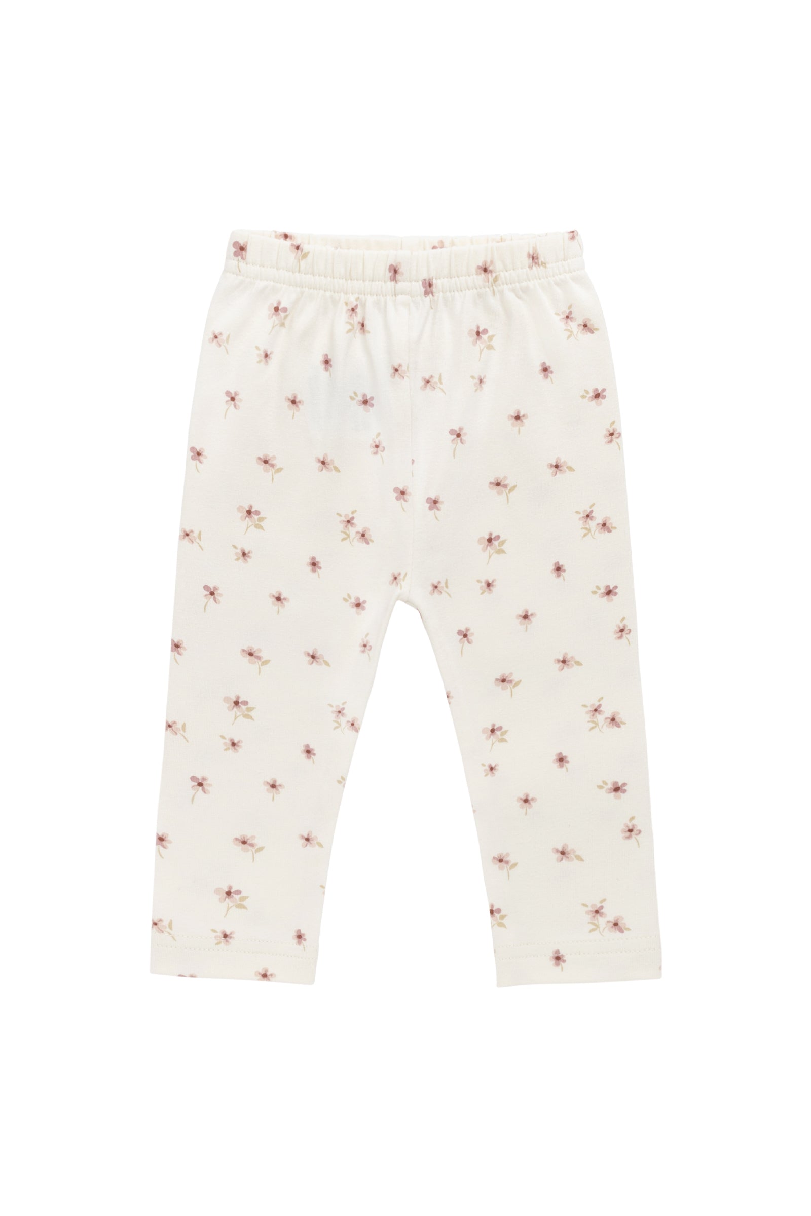 Organic Cotton Everyday Legging - Simple Flowers Egret