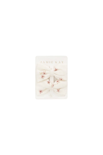 Organic Cotton Noelle 2pk Bow - Simple Flowers Egret
