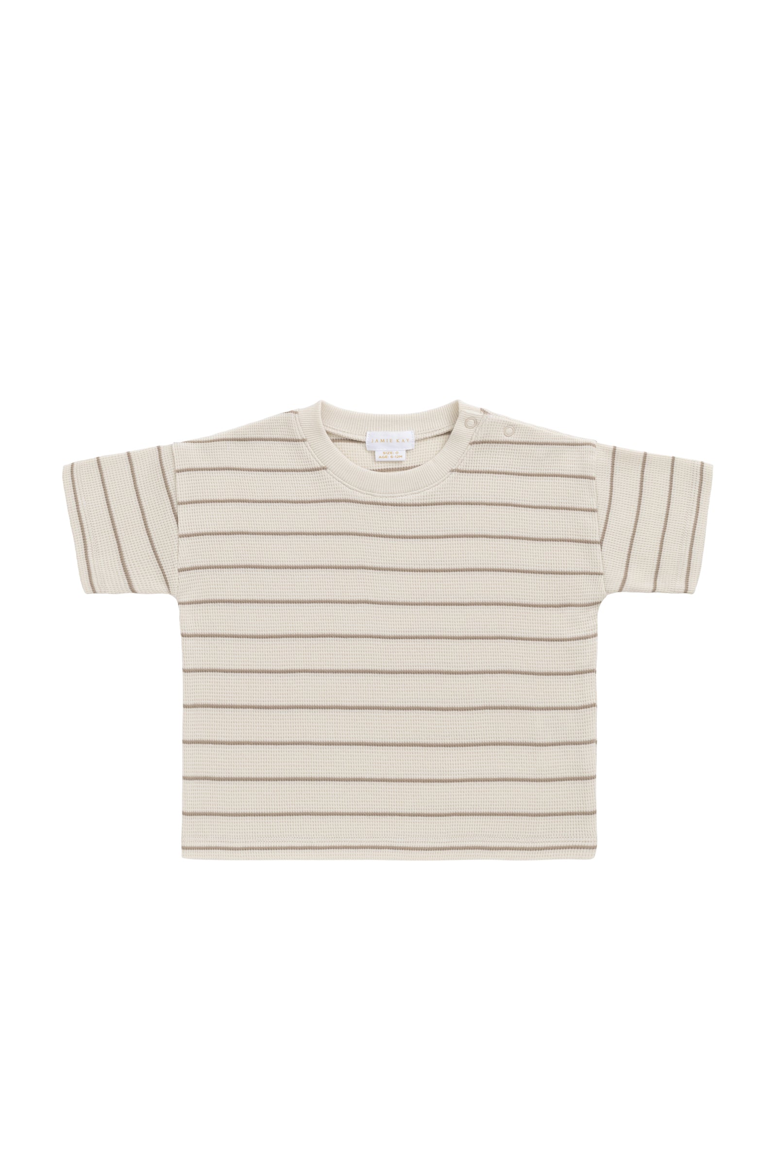 Organic Cotton Waffle Leith Tee - General Stripe Cassava/Batch