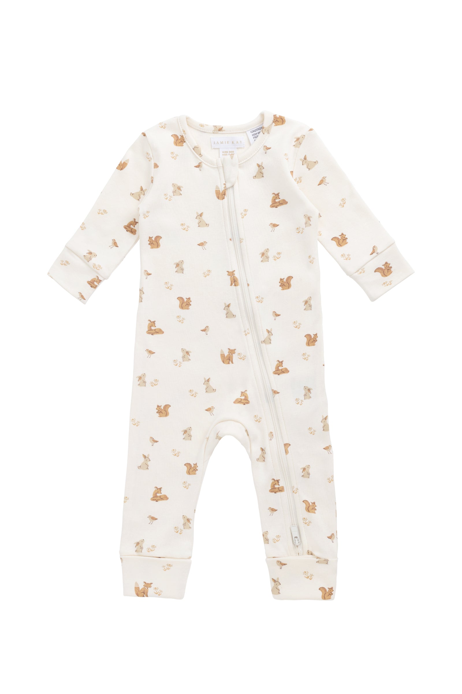 Organic Cotton Reese Zip Onepiece - Forest Friends