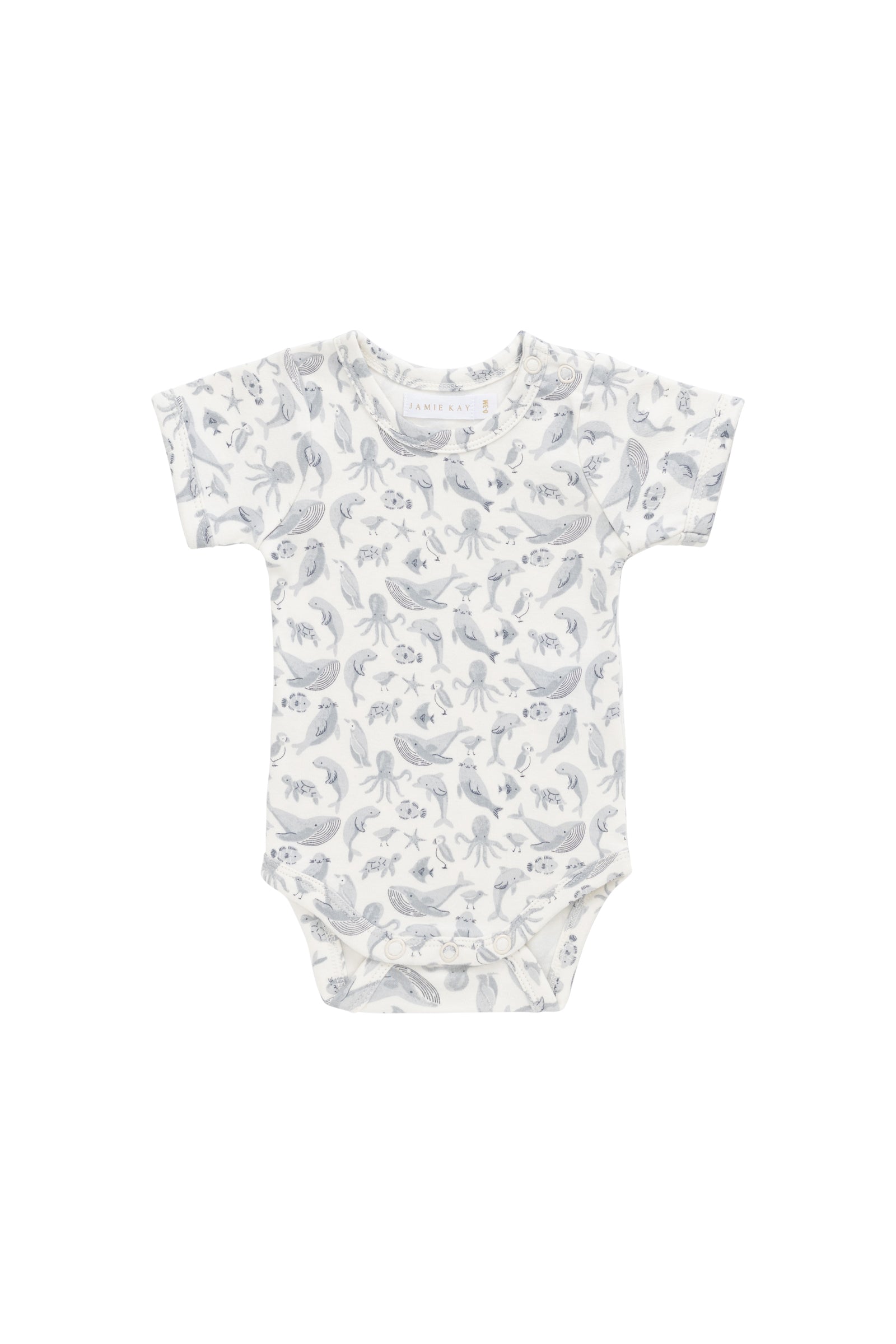Organic Cotton Hudson Short Sleeve Bodysuit - Sea Life