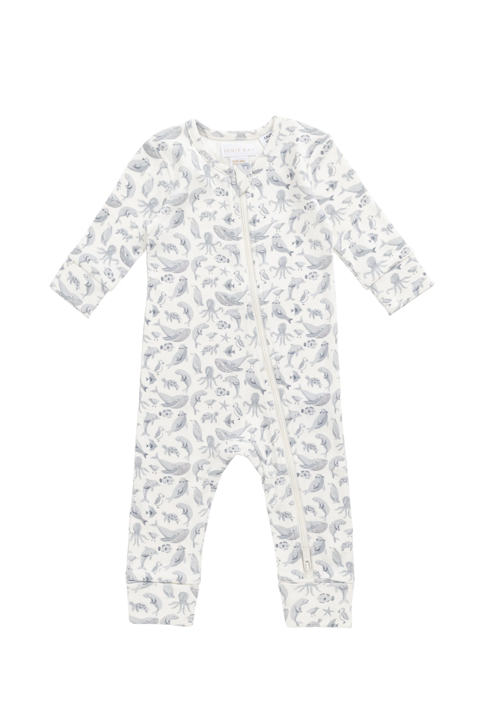 Organic Cotton Reese Zip Onepiece - Sea Life