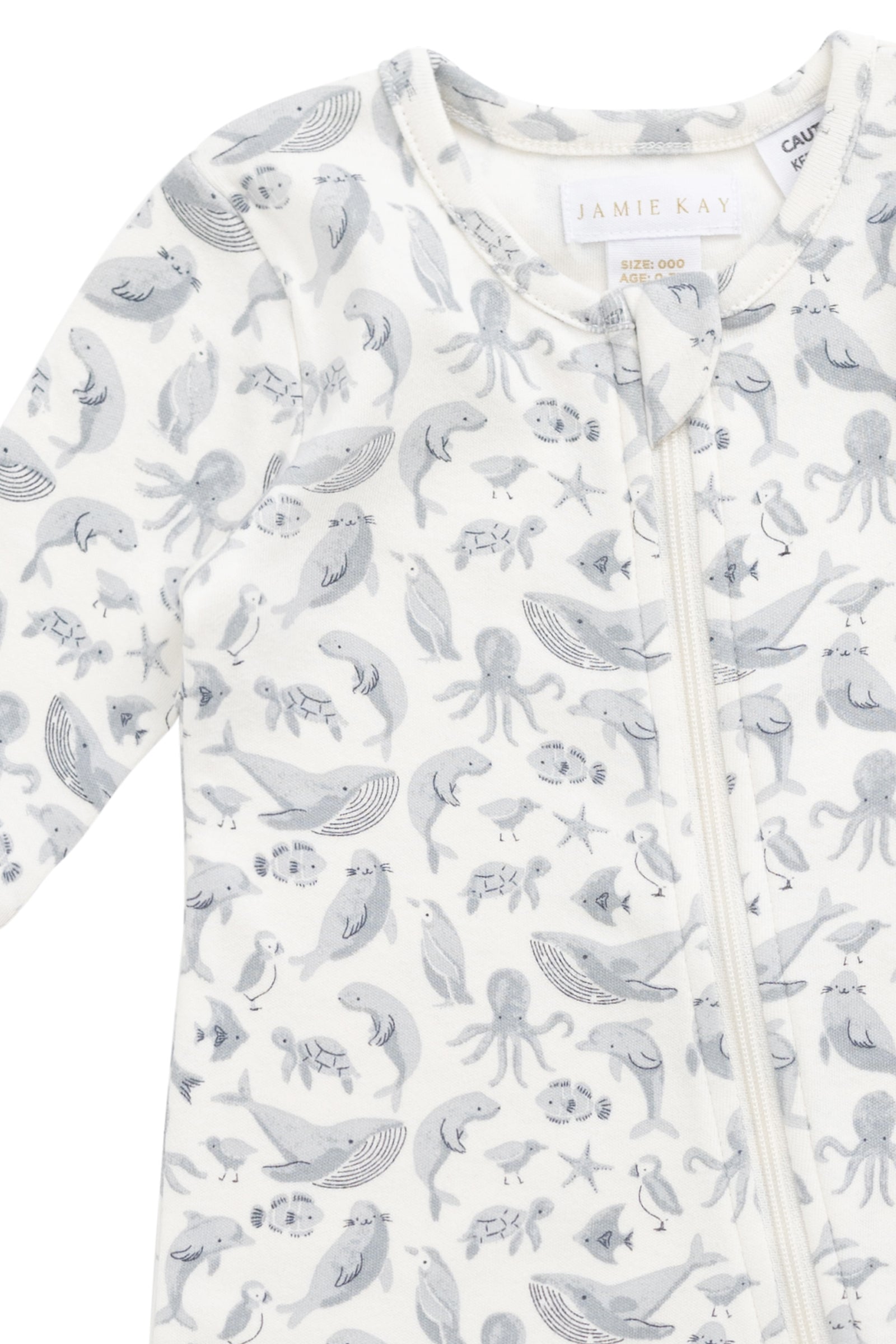 Organic Cotton Reese Zip Onepiece - Sea Life